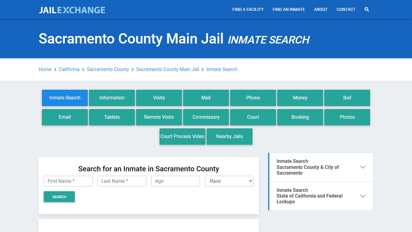 Sacramento County Main Jail, CA Inmate Search: Roster & Mugshots